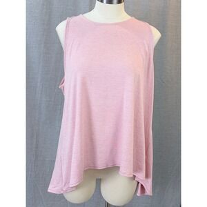 YOGALICIOUS Pink Heathered Open Back Tie Tank Top Womens XL Activewear Workout
